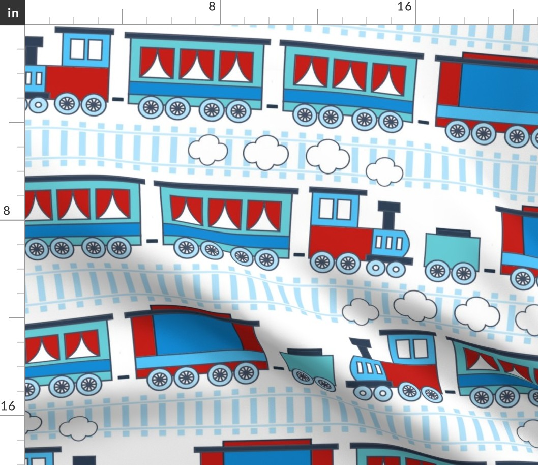 Large Scale Patriotic Trains and Tracks in Red White and Blue