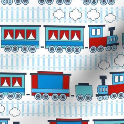 Medium Scale Patriotic Trains and Tracks in Red White and Blue