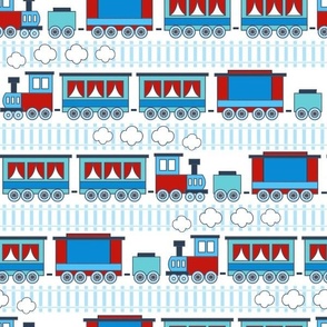 Medium Scale Patriotic Trains and Tracks in Red White and Blue