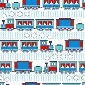 Small Scale Patriotic Trains and Tracks in Red White and Blue