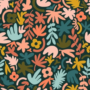 Mod Abstract Jungle Cutouts - Pink, teal, mustard