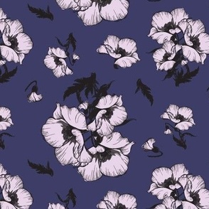 Navy blue and light gray flowers B10