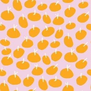 Colorful Hand Drawn Ditsy Pear Fruit in Blush Pink Background