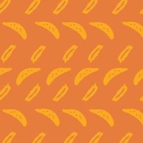 Hand-Drawn Banana in Orange Background