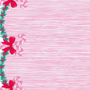 Candy Canes in Pink Border Print–42" wide