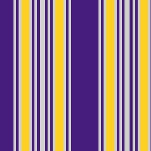 Louisiana State colors - Retro Stripes - Gold and Light Gray on Purple