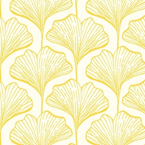 Gingko leaves scallop pattern - pale yellow [Large]