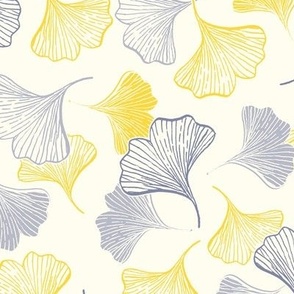 Scattered gingko leaves - pale yellow [Medium]