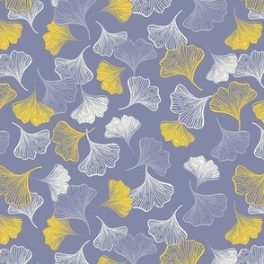 Scattered gingko leaves - purple grey  [Small}