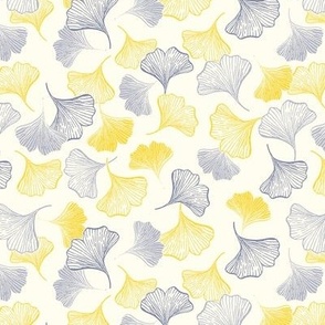 Scattered gingko leaves - pale yellow [Small}