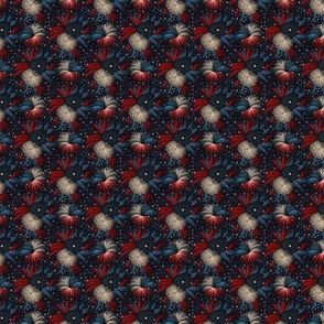 Red White Blue Fireworks Embroidery - XS Scale
