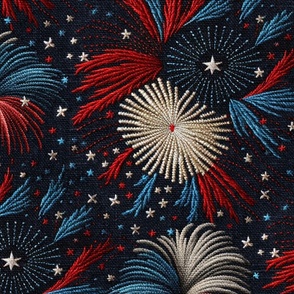 Red White Blue Fireworks Embroidery - XL Scale