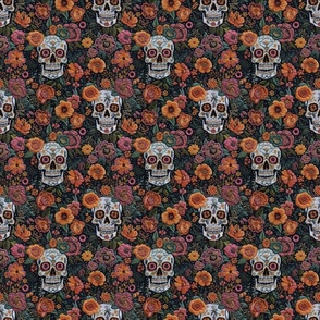 Floral Skull Halloween Floral Embroidery - Small Scale