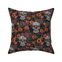 Floral Skull Halloween Floral Embroidery - Medium Scale