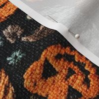 Spooky Embroidered Jack O Lanterns Rotated - XL Scale 