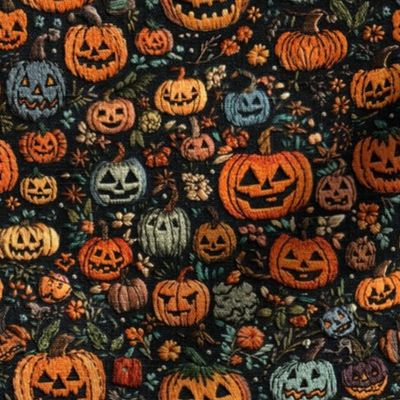 Spooky Embroidered Jack O Lanterns-Medium Scale
