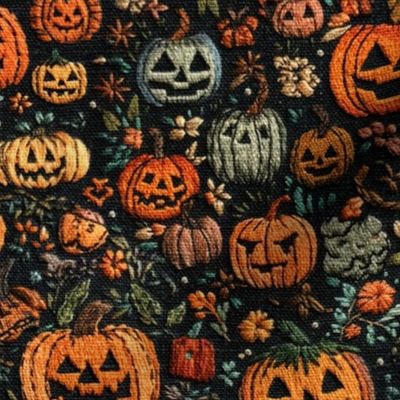 Spooky Embroidered Jack O Lanterns- Large Scale