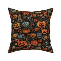Spooky Embroidered Jack O Lanterns- Large Scale