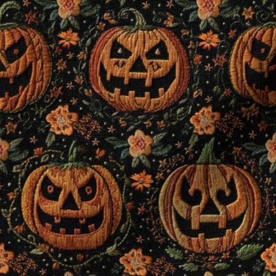 Large Jack O Lantern Halloween Embroidery - Medium Scale