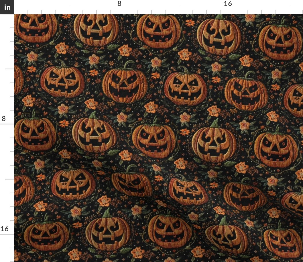 Large Jack O Lantern Halloween Embroidery - Medium Scale