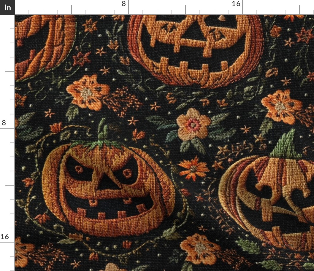Large Jack O Lantern Halloween Embroidery - XL Scale