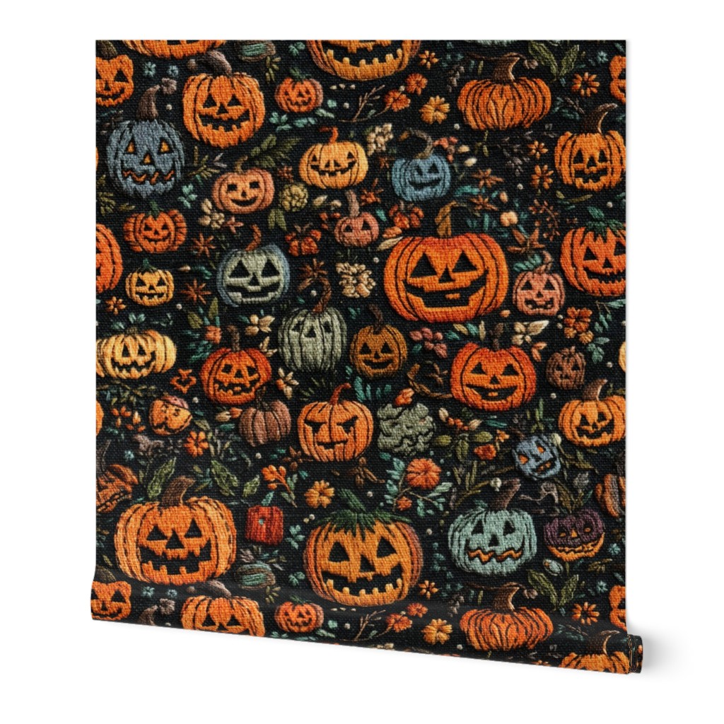 Spooky Embroidered Jack O Lanterns- XL Scale