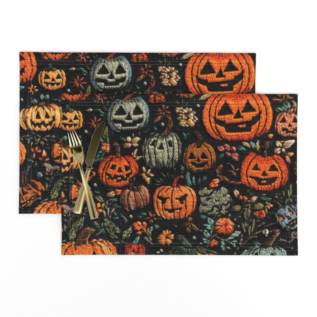 Spooky Embroidered Jack O Lanterns- XL Scale