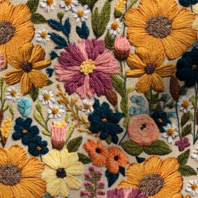 Chloe Spring Floral Embroidery - Large Scale