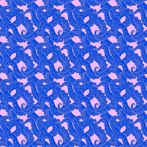 Octopus tentacles in blue and pink - small scale