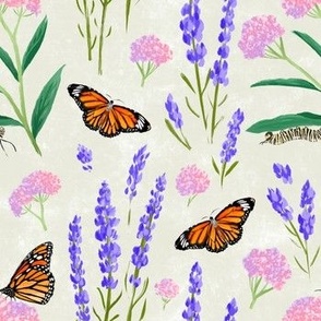 Salmon Butterfly Trees Toile A Canvas Fabric by the yard