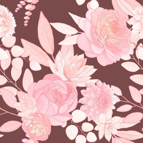 Jumbo Floral Romantic in Pink and Burgundy