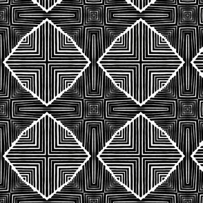 Black And White African Inspired Tribal Pattern Smaller Scale