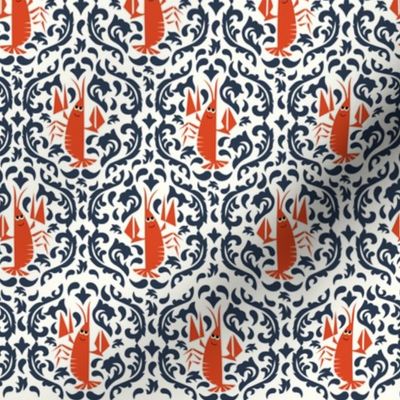Toucan Team // Lobster Hero Pattern // Navy blue colorway // Funny kids // Kids Apparel // Playroom // Kids projects // Small scale