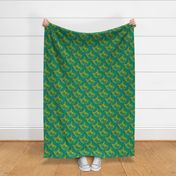 Tessy Ulla - green orange abstract art design fabric pattern