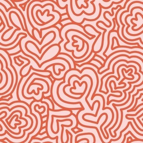 Whimsy Maze - Floral Vermicular in Red and Pink