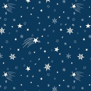 Small - White Stars Shining Bright in the Sky on Navy Blue