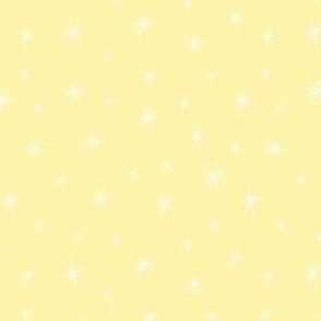 Small - Bright Twinkling Star Bursts on Pastel Cornsilk Yellow