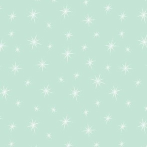 Small - Bright Twinkling Star Bursts on Pale Green