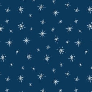 Small - Bright Twinkling Star Bursts on Navy Blue