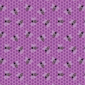 Small - Busy Blush Pink Bees with Pink Honeycomb on Orchid Purple