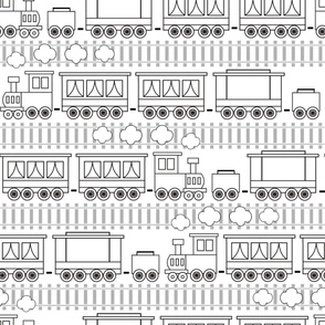 Large Scale Black and White Trains and Tracks