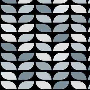 Geometric Pattern: Leaf: Bluestone Black (large version)