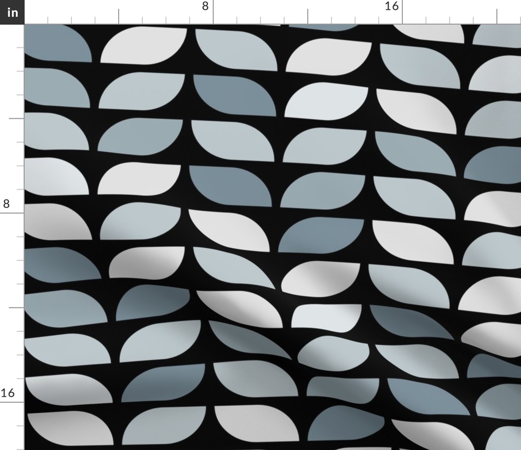 Geometric Pattern: Leaf: Bluestone Black (large version)