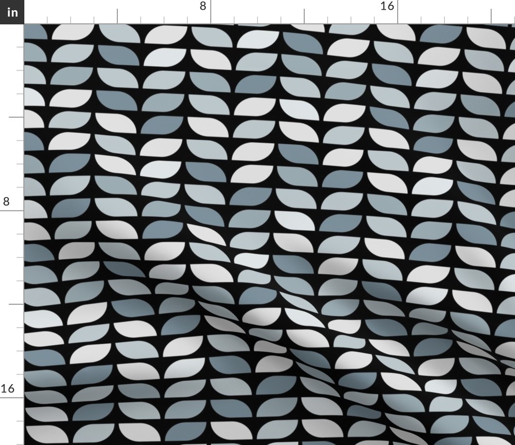 Geometric Pattern: Leaf: Bluestone Black (standard version)