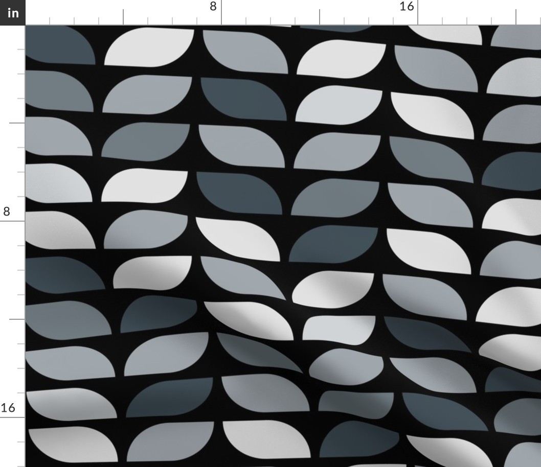 Geometric Pattern: Leaf: Pebble Black (large version)