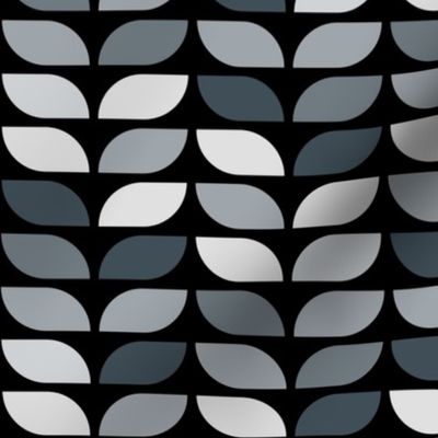 Geometric Pattern: Leaf: Pebble Black (standard version)