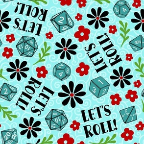 Large Scale Let's Roll DND Game Dice Floral