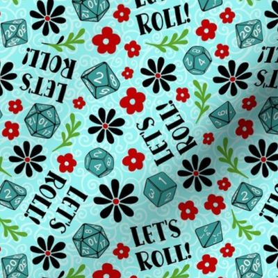 Medium Scale Let's Roll DND Game Dice Floral