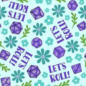 Medium Scale Let's Roll DND Game Dice Floral