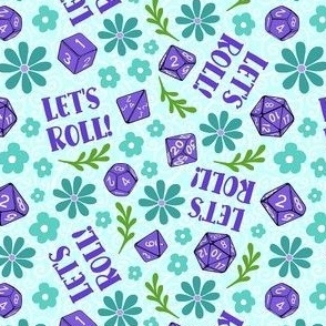 Small-Medium Scale Let's Roll DND Game Dice Floral
